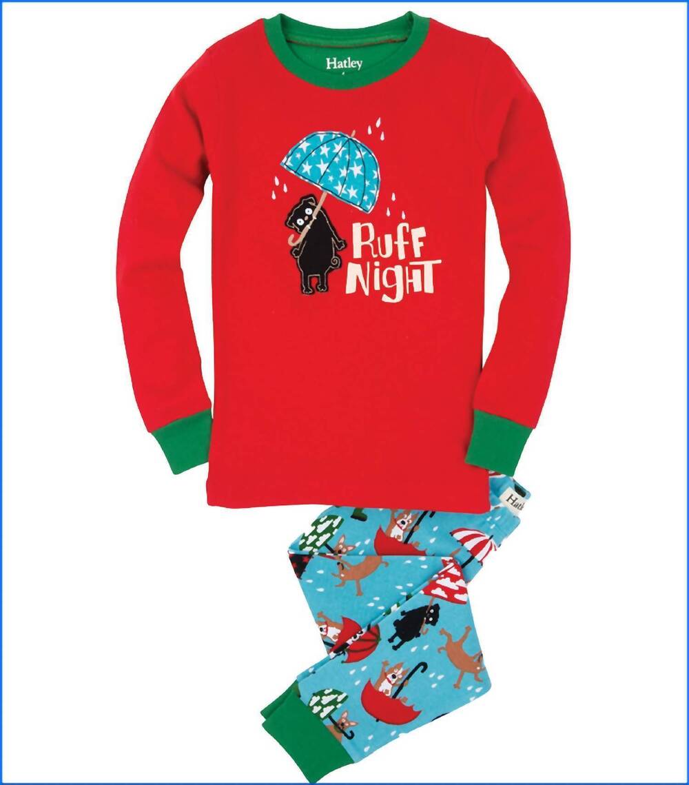 NEW HATLEY kids ruff night pajama set in red